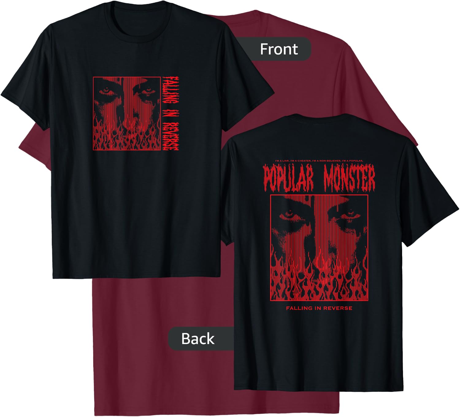 Falling In Reverse - Official Merchandise - Popular Monster T-Shirt - T-Shirt | Maroon