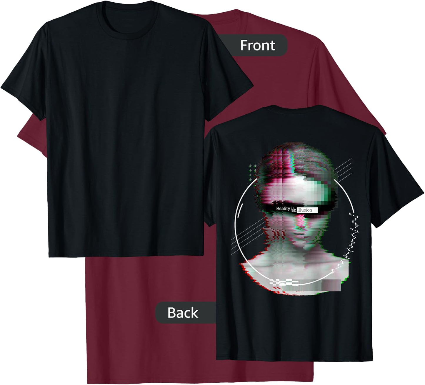 Back print: Techno music Vaporwave EDM party raver festival T-Shirt - T-Shirt | Maroon