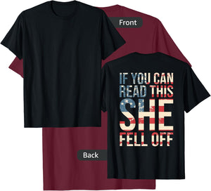 Funny If You Can Read This She Fell Off Biker Motorcycle T-Shirt - T-Shirt | Maroon