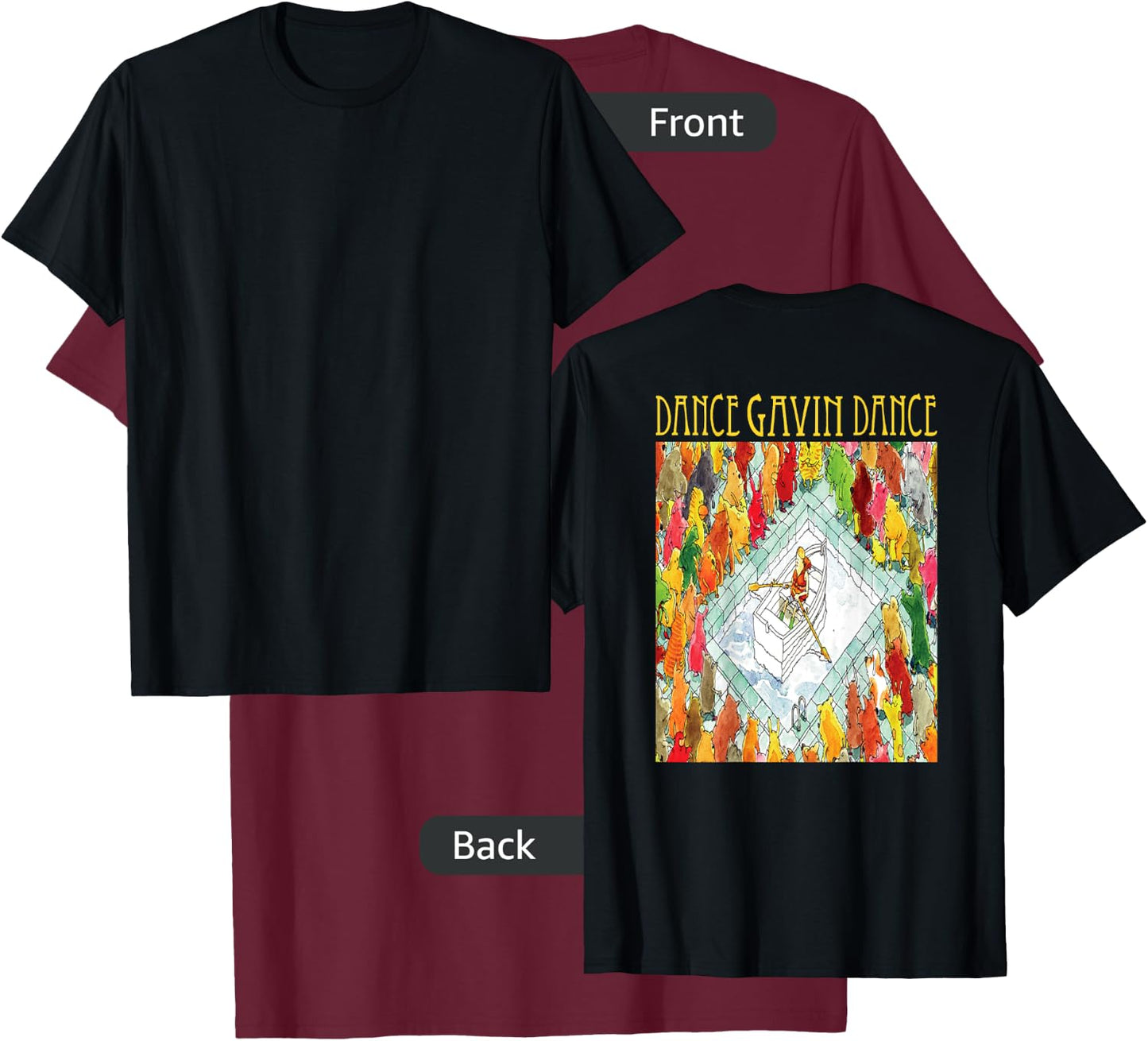 Dance Gavin Dance merch - Dance Gavin Dance - DESIGN ON BACK T-Shirt - T-Shirt | Maroon