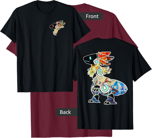 Protogen Fursuit Rainbow Swirl Furry Fursona Front and Back T-Shirt - T-Shirt | Maroon