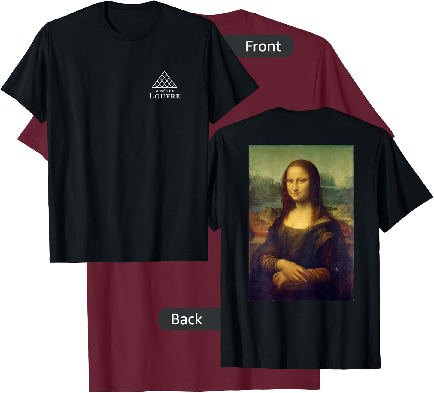 Utopia Sport Louvre Museum Paris France Mona Lisa , Black, Small, -Adults, -Kids, Women, Short Sleeve, Classic Fit, Cotton 60%, Polyester 40% T-Shirt - T-Shirt | Maroon
