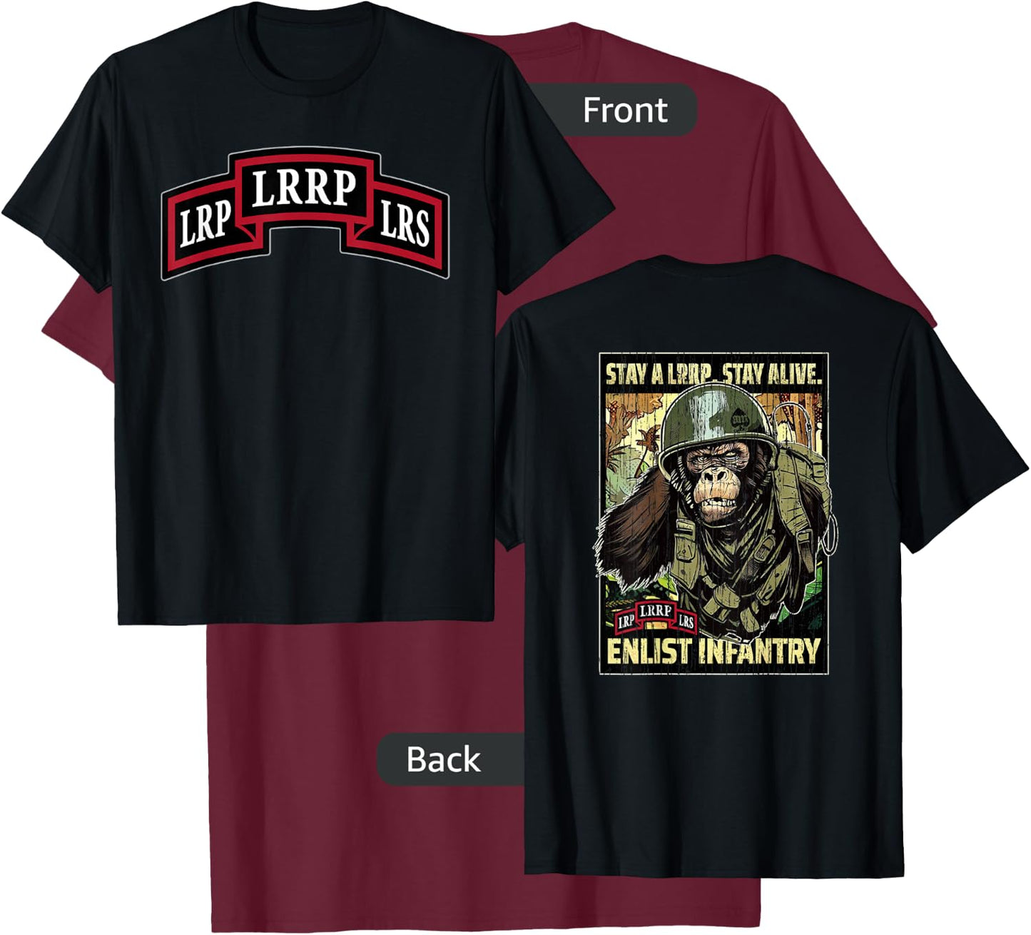 American Marauder: Stay a LRRP Front and Back Infantry T-Shirt - T-Shirt | Maroon