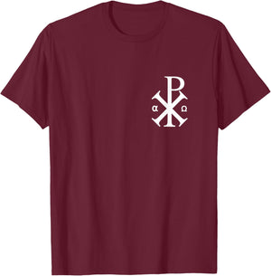 Chi Rho Symbol Motif Jesus Constantine Cross Christian T-Shirt - T-Shirt | Maroon