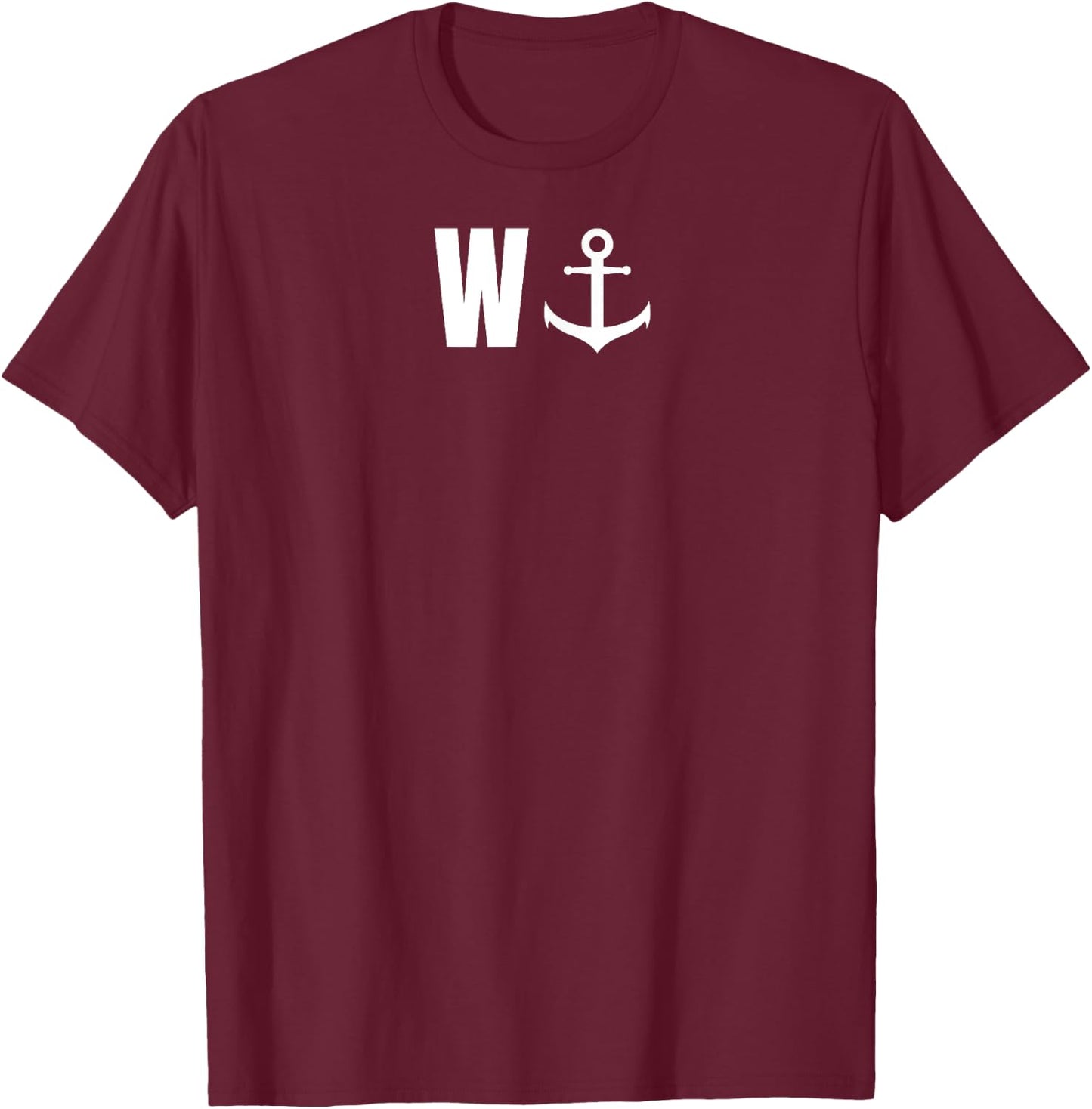 W with anchor, funny anchor, sailor, boat T-Shirt - T-Shirt | Maroon