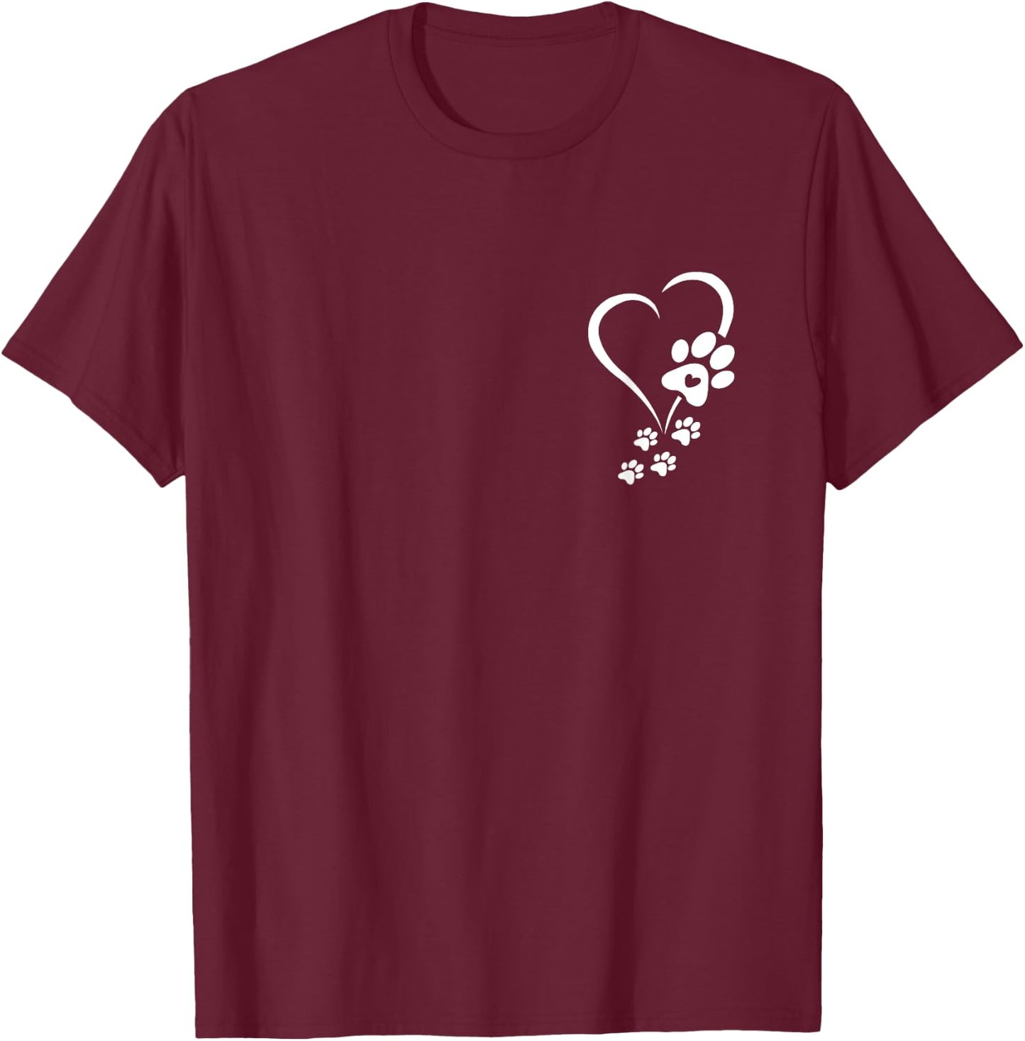 Dog Paw Heart Baby Dogs Paws Hearts Dog Paw Print Women Girls Kids T-Shirt - T-Shirt | Maroon
