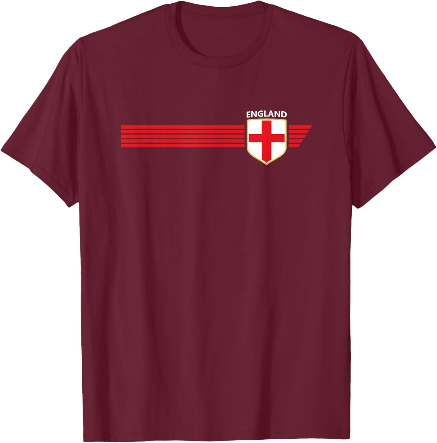 Vintage England Flag Shirt English Crest Great Britain UK T-Shirt - T-Shirt | Maroon