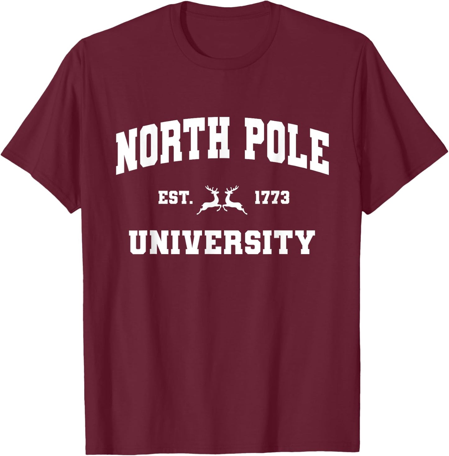 Christmas North Pole University Santa Workshop Elves Red T-Shirt - T-Shirt | Maroon