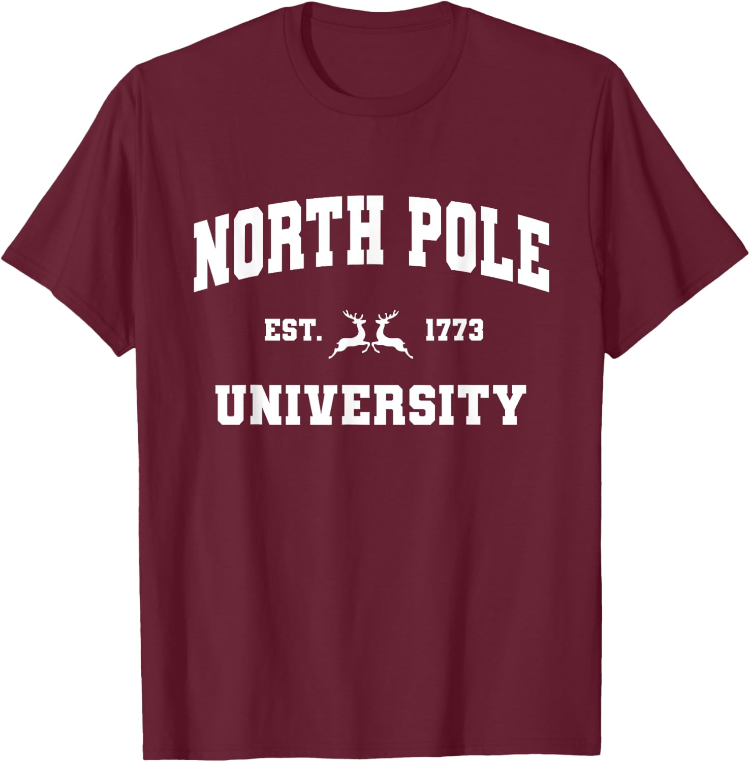 Christmas North Pole University Santa Workshop Elves Red T-Shirt - T-Shirt | Maroon