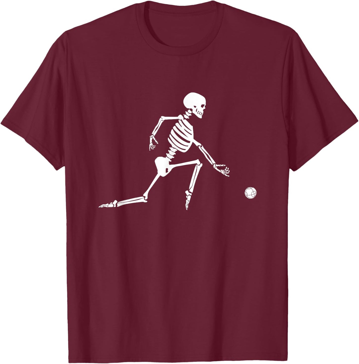Skeleton Playing Bocce Ball - Bocce Ball Halloween T-Shirt - T-Shirt | Maroon