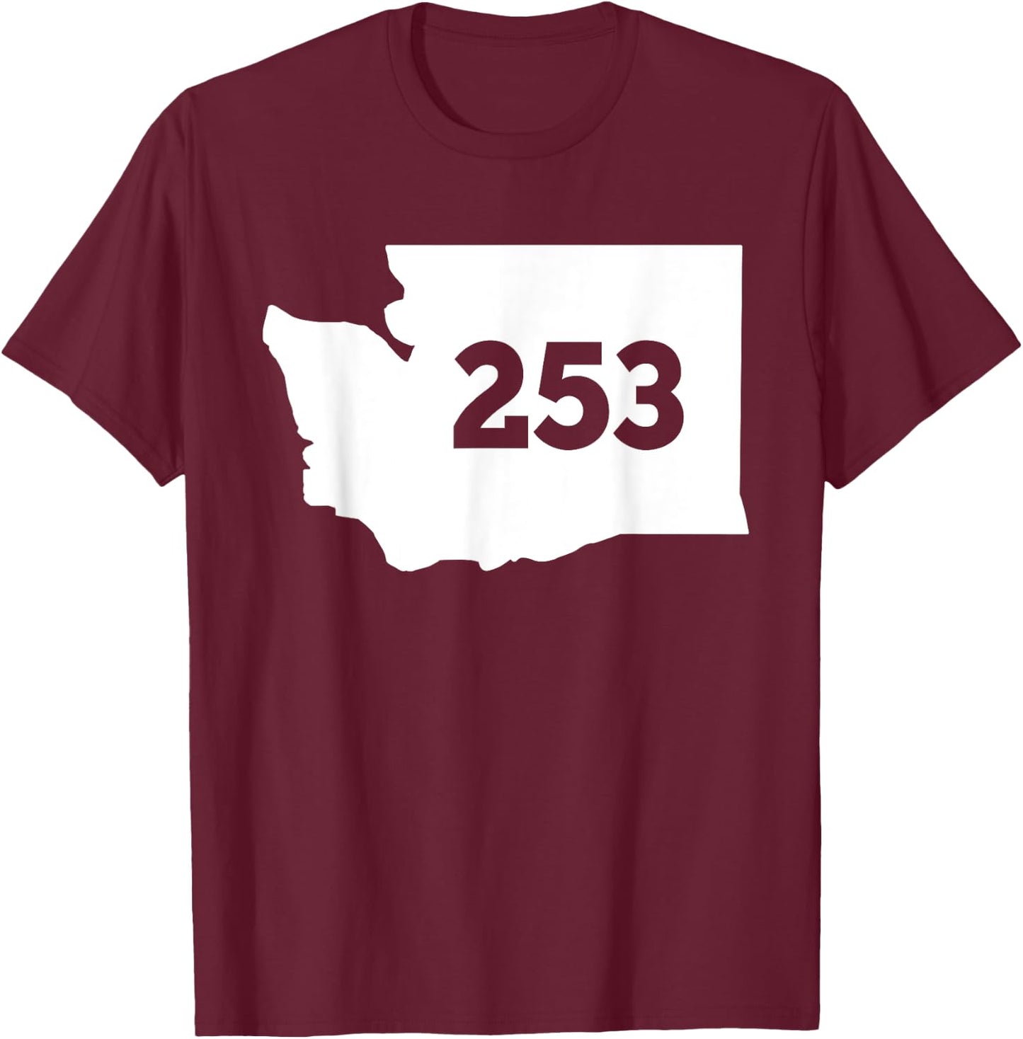 Washington 253 Area Code T-Shirt - T-Shirt | Maroon