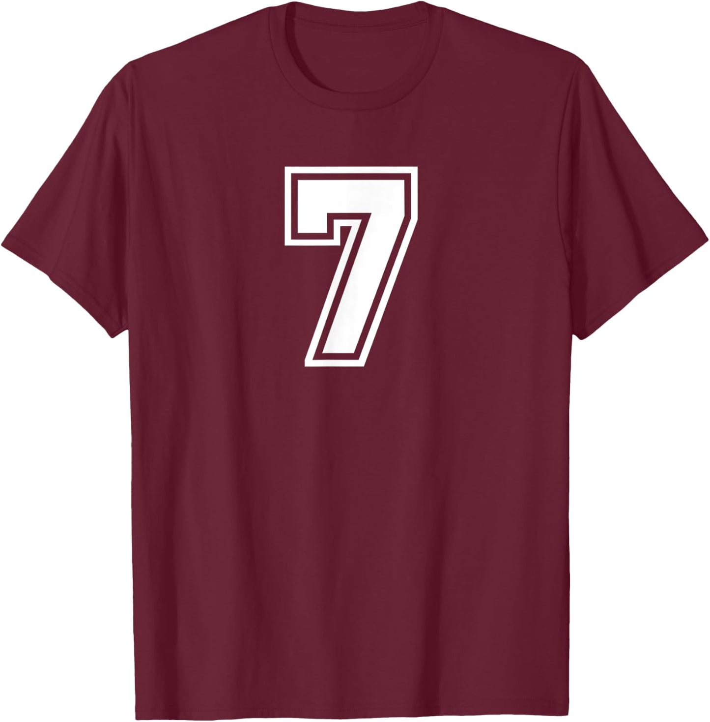 Number #7 Seven Sports Jersey Lucky Favorite Number T-Shirt - T-Shirt | Maroon
