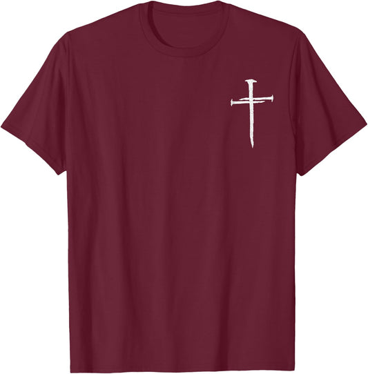 Christian Jesus Nail Cross Christ's crucifixion Religion T-Shirt - T-Shirt | Maroon
