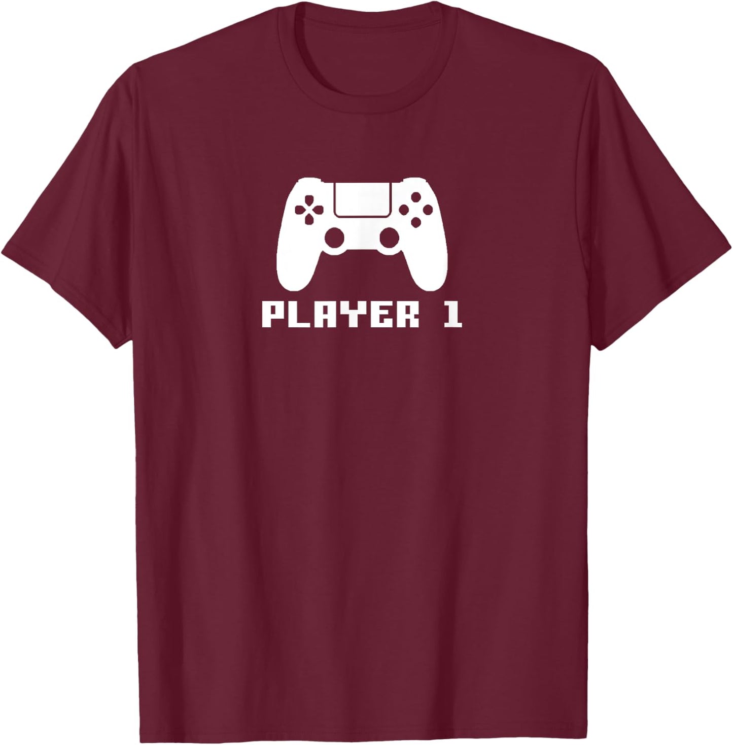 Player 1, Matching Gamer Player 1 Player 2 Couple Video Game T-Shirt - T-Shirt | Maroon