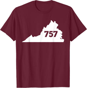 Virginia 757 Area Code T-Shirt - T-Shirt | Maroon