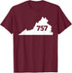 Virginia 757 Area Code T-Shirt - T-Shirt | Maroon