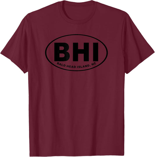 BHI Bald Head Island North Carolina Beach Vacation NC Art T-Shirt - T-Shirt | Maroon