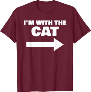 I'm With The Cat Funny Matching Halloween Couple Costume T-Shirt - T-Shirt | Maroon