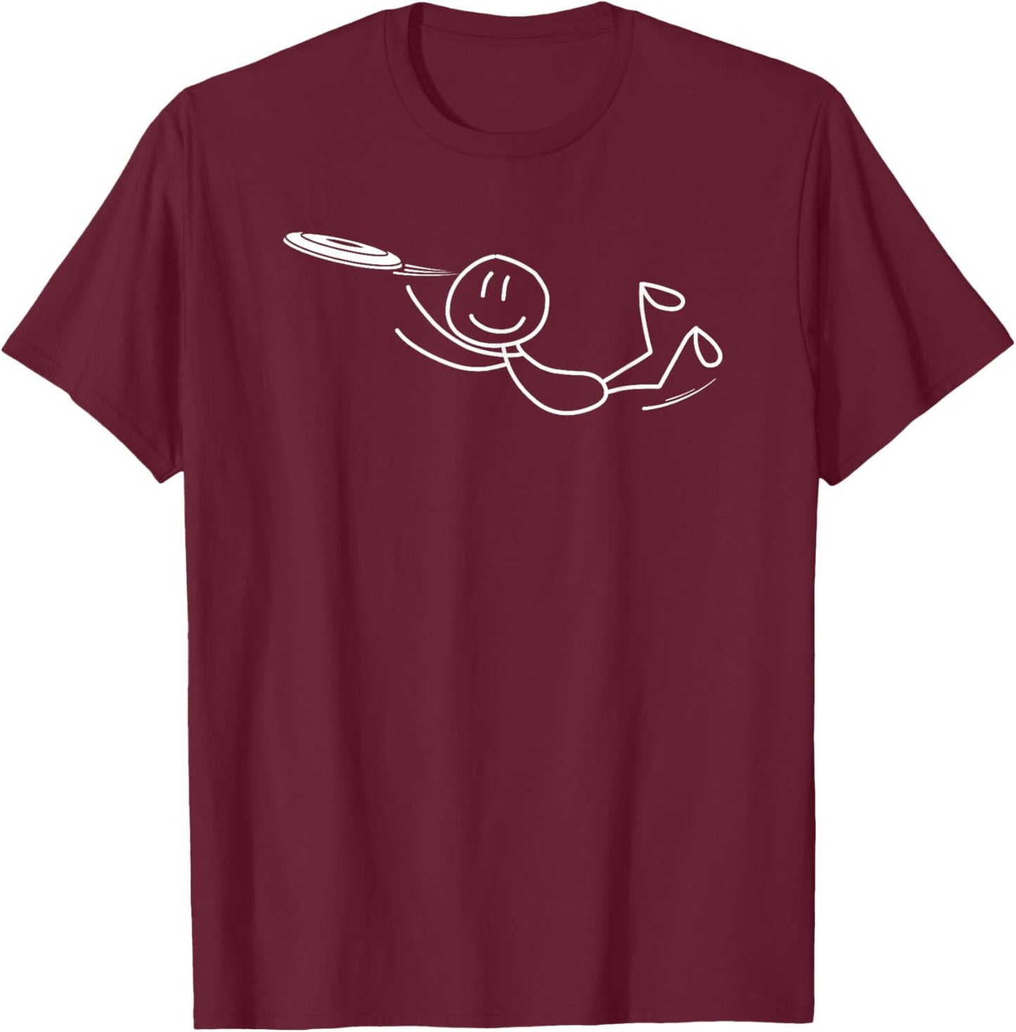 Frisbee Stickman Disc Golf Funny Ultimate Frisbee Game T-Shirt - T-Shirt | Maroon