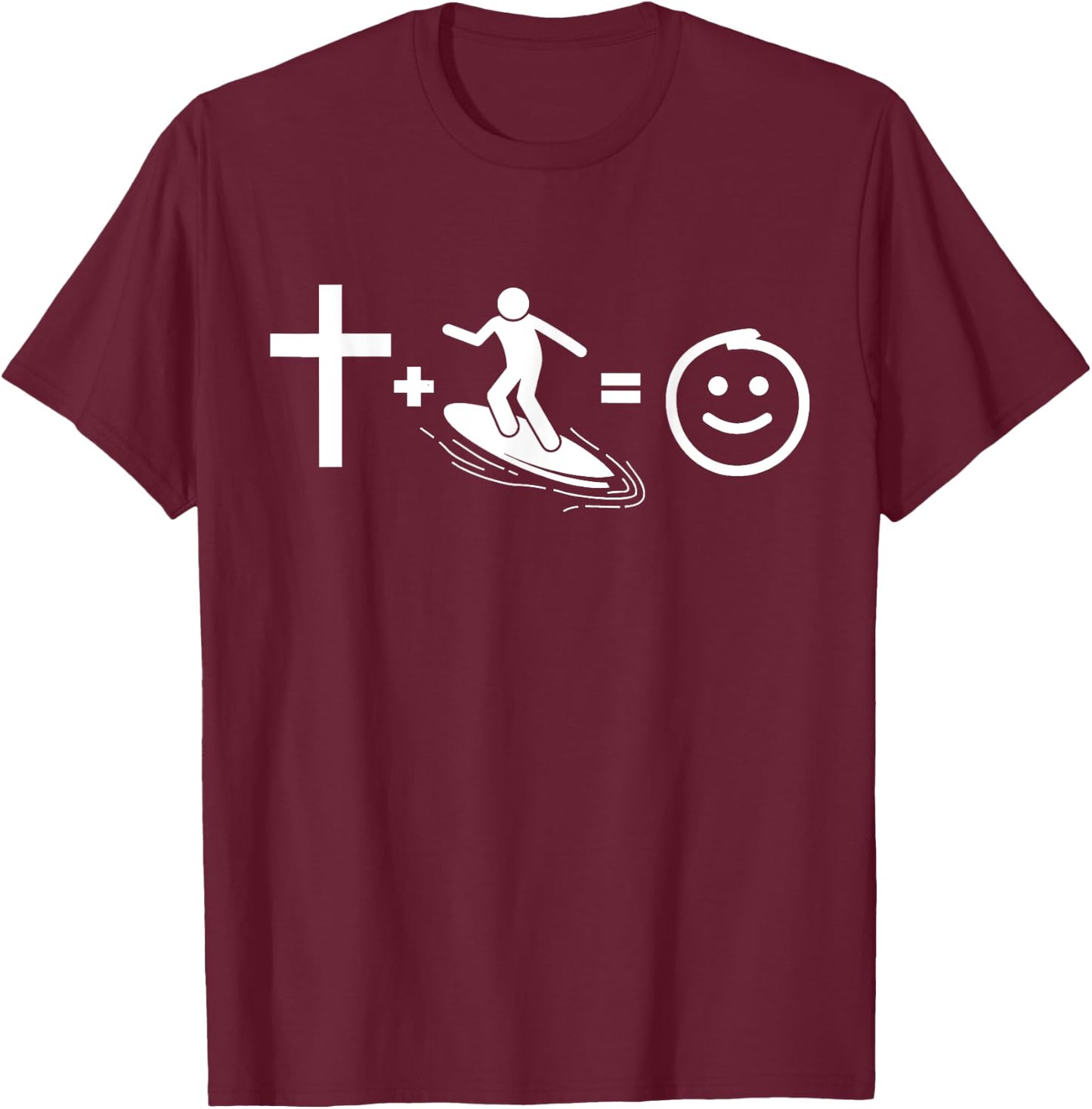 Jesus and surf makes me happy, Gift Christian surfers. T-Shirt - T-Shirt | Maroon