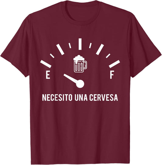Mexican Beer Necesito Una Cervesa Funny Spanish I Need Beer T-Shirt - T-Shirt | Maroon