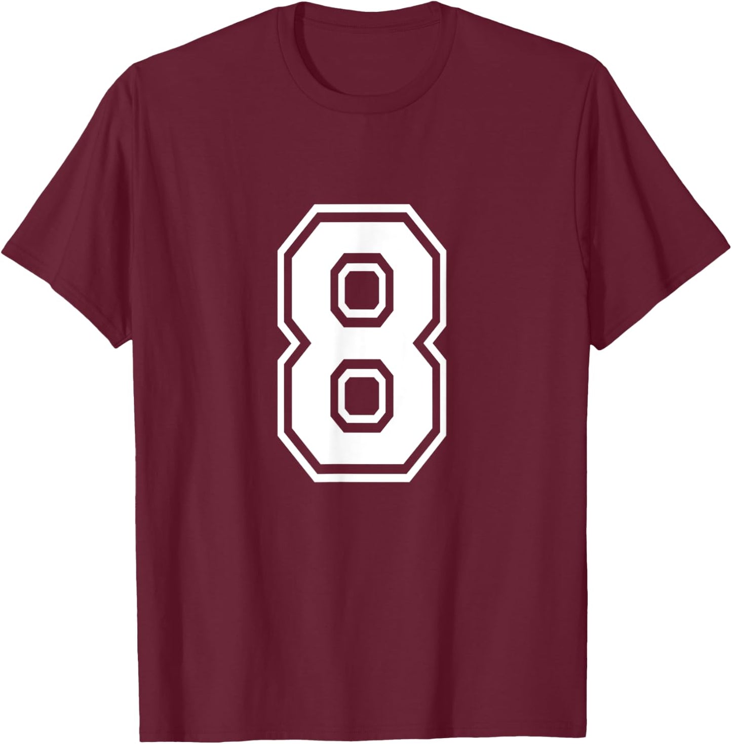 Number 8 Front + Back Varsity Sports Team 8th Birthday T-Shirt - T-Shirt | Maroon