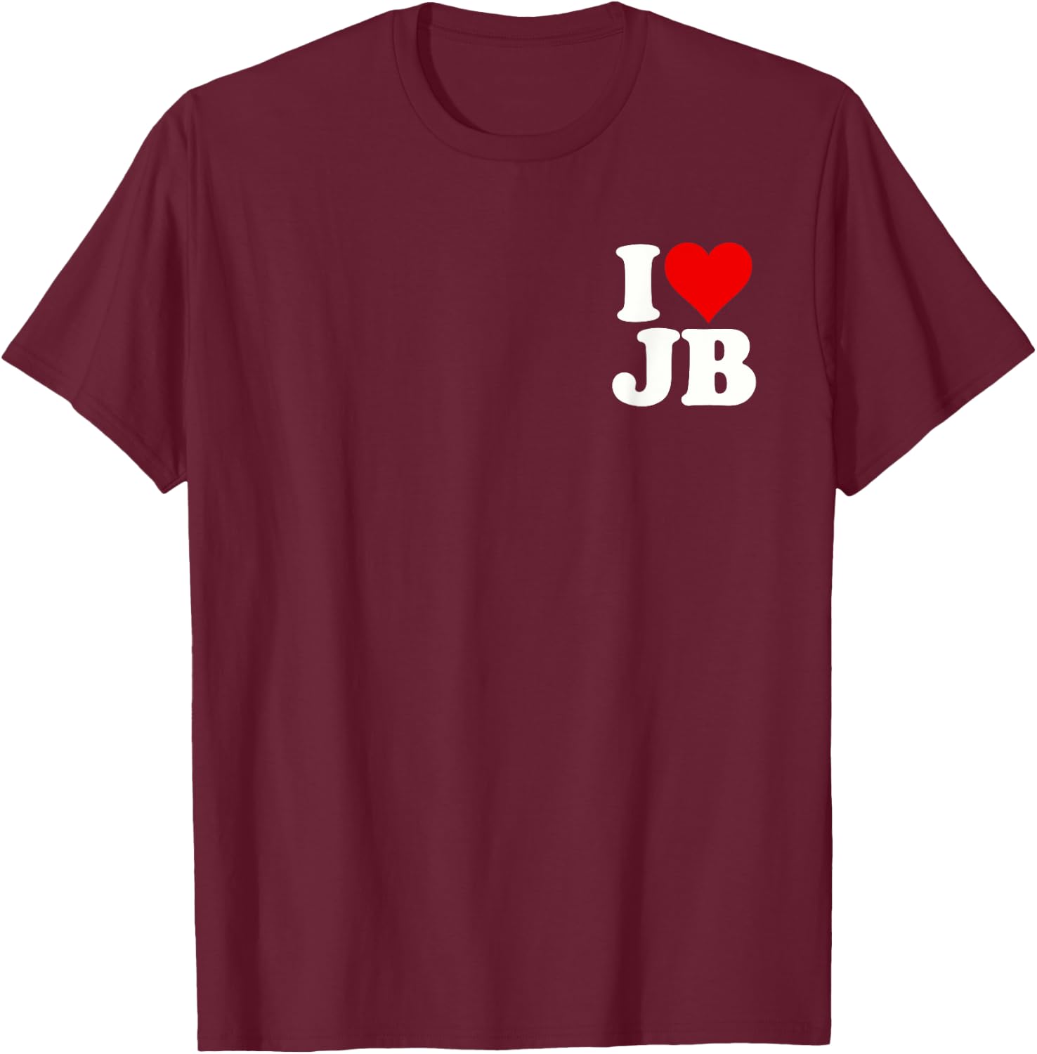 I Love Heart Jb J B J.b. T-Shirt - T-Shirt | Maroon