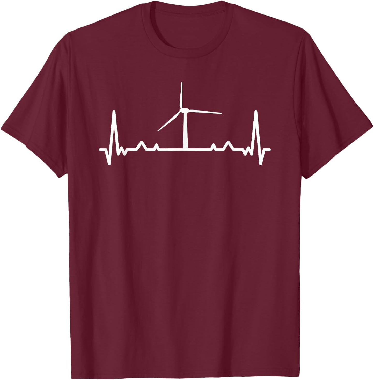 Vintage Renewable Energy Windmill Heartbeat Wind Turbine T-Shirt - T-Shirt | Maroon