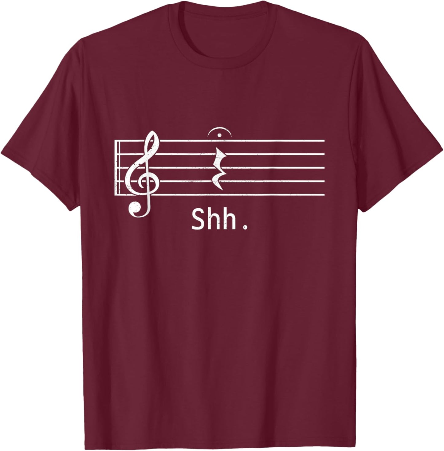 Music Lover Funny Musician Shh Quarter Rest And Fermata T-Shirt - T-Shirt | Maroon