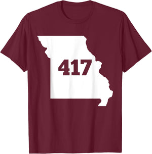 Missouri 417 Area Code T-Shirt - T-Shirt | Maroon