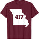 Missouri 417 Area Code T-Shirt - T-Shirt | Maroon