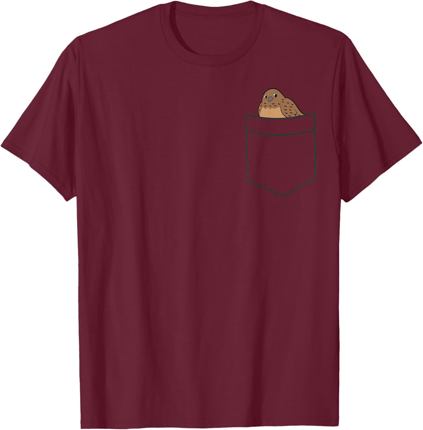 Quail Bird In A Pocket Cute Pocket Quail T-Shirt - T-Shirt | Maroon