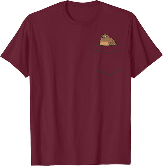 Quail Bird In A Pocket Cute Pocket Quail T-Shirt - T-Shirt | Maroon