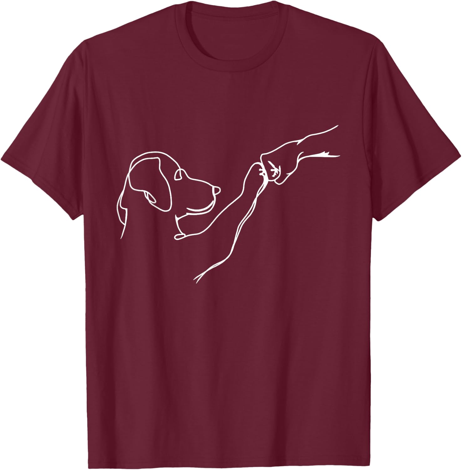 Dog and People Punch Hand Dog Man Friendship Bump Dog's Paw T-Shirt - T-Shirt | Maroon