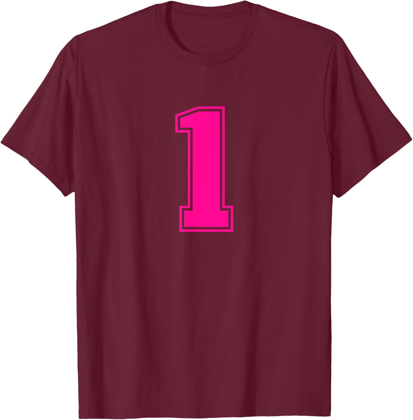 1 Pink Sport Number T-Shirt - T-Shirt | Maroon