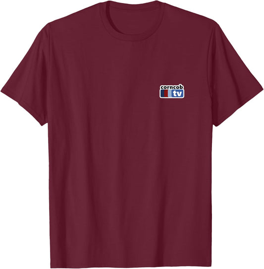 You Should Leave ITYSL Corncob TV Small Logo - Adults - Black - Small - Classic Fit - Short Sleeve - - Casual - All Seasons T-Shirt - T-Shirt | Maroon