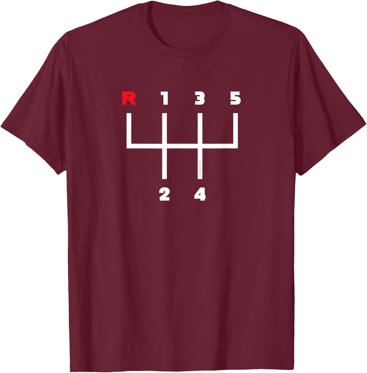 Car Gear Shifter Pattern Manual Transmission (5 Speed) T-Shirt - T-Shirt | Maroon