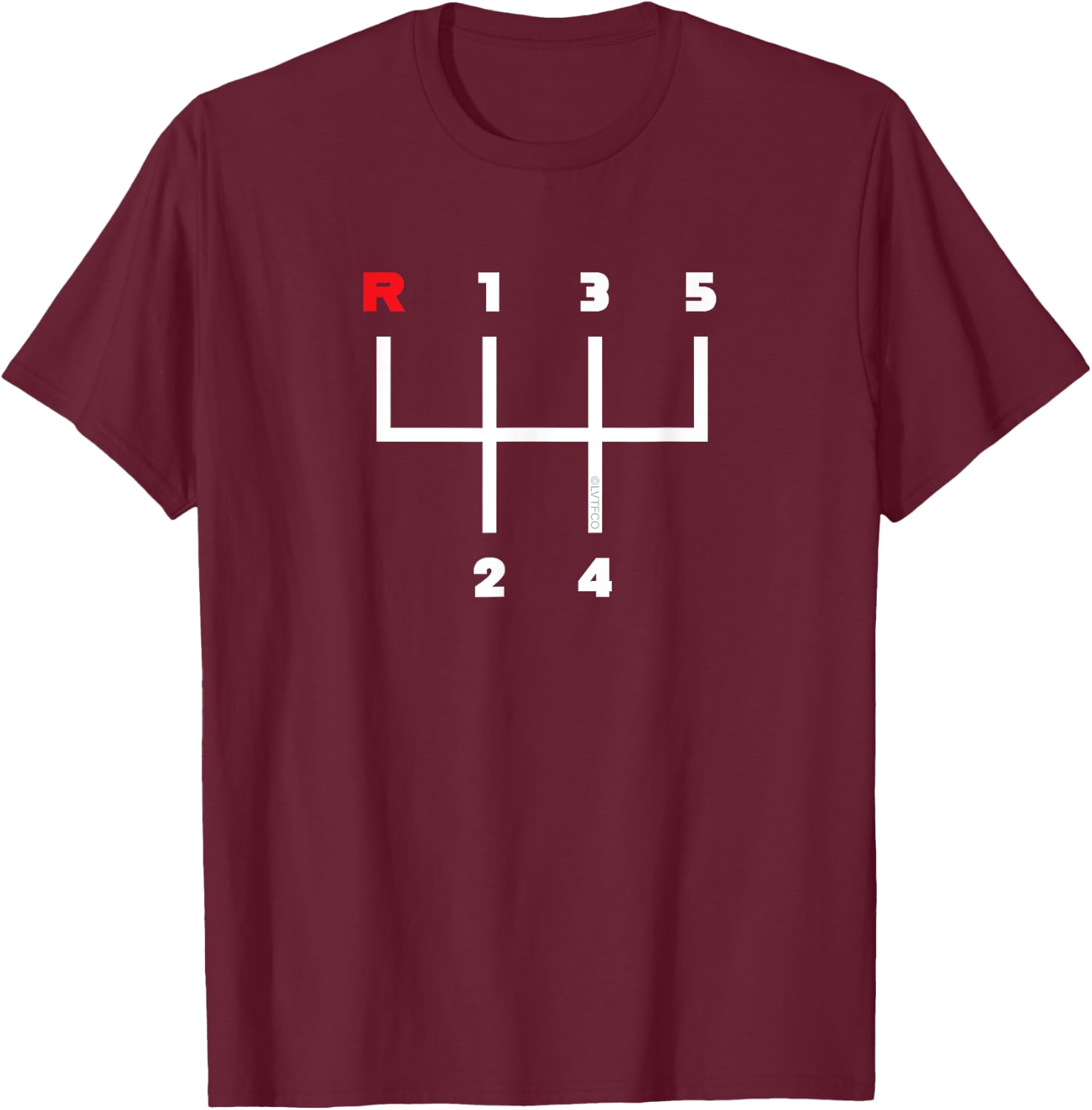 Car Gear Shifter Pattern Manual Transmission (5 Speed) T-Shirt - T-Shirt | Maroon