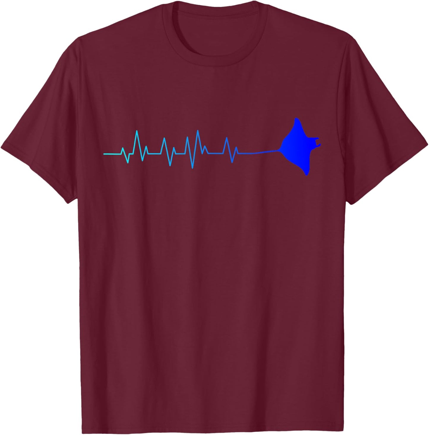 Manta Ray Heartbeat Stingray Fish Ocean Biologist T-Shirt - T-Shirt | Maroon