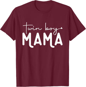 Twin Boy Mama T-Shirt - T-Shirt | Maroon