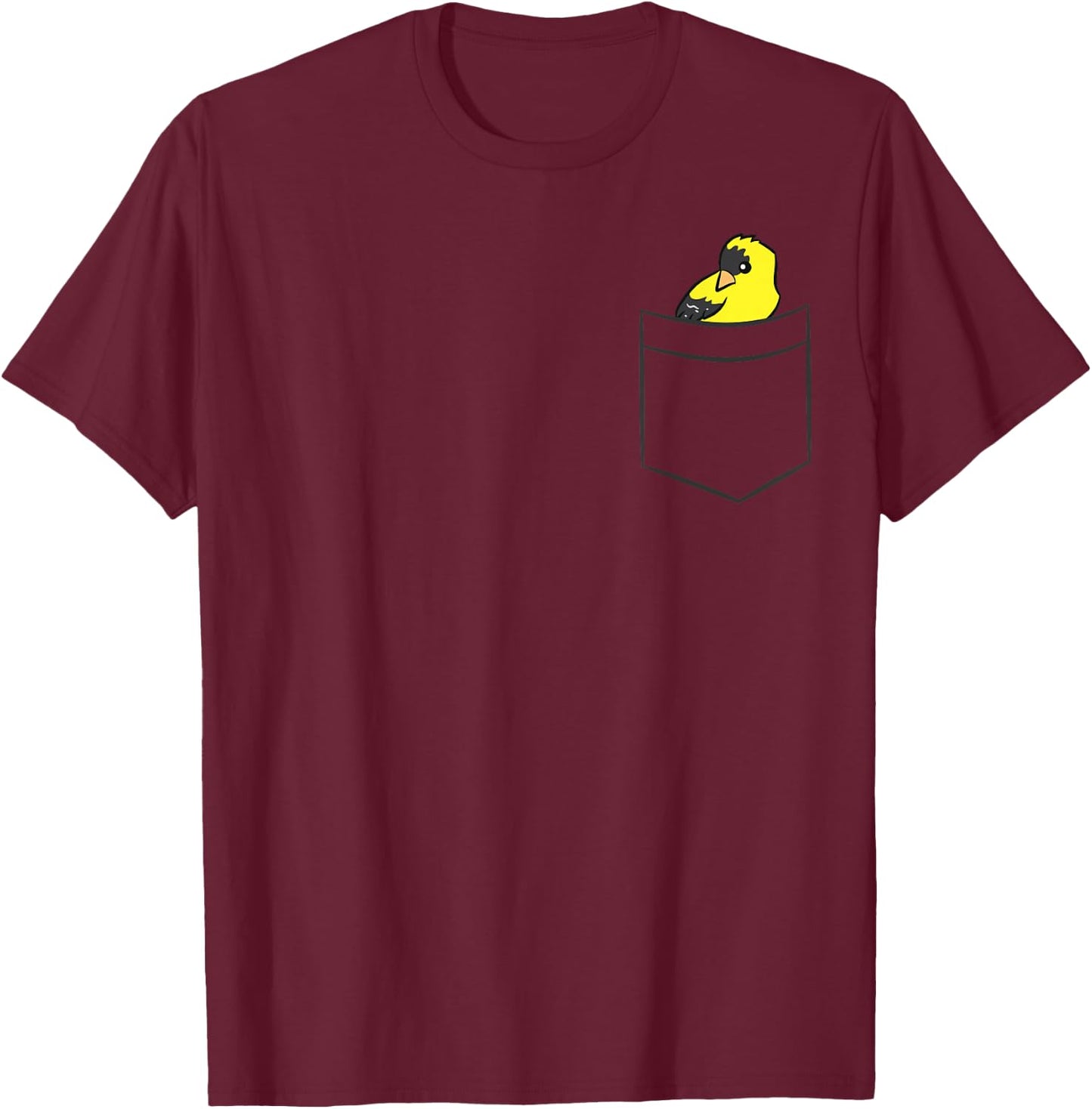 Goldfinch Bird In A Pocket T-Shirt - T-Shirt | Maroon