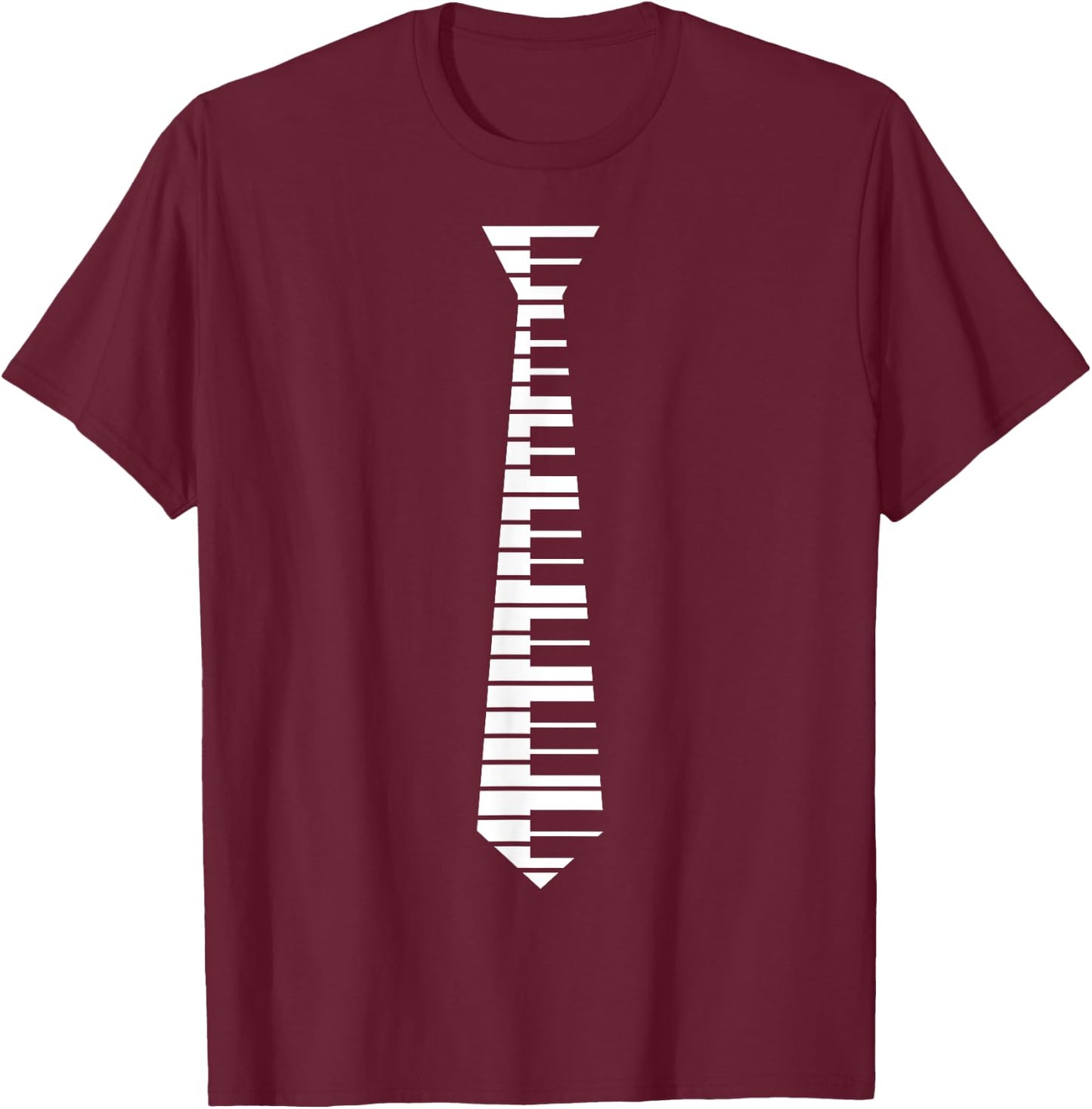 Piano Neck Tie Funny Humorous Keyboard Music Player, Pianist T-Shirt - T-Shirt | Maroon