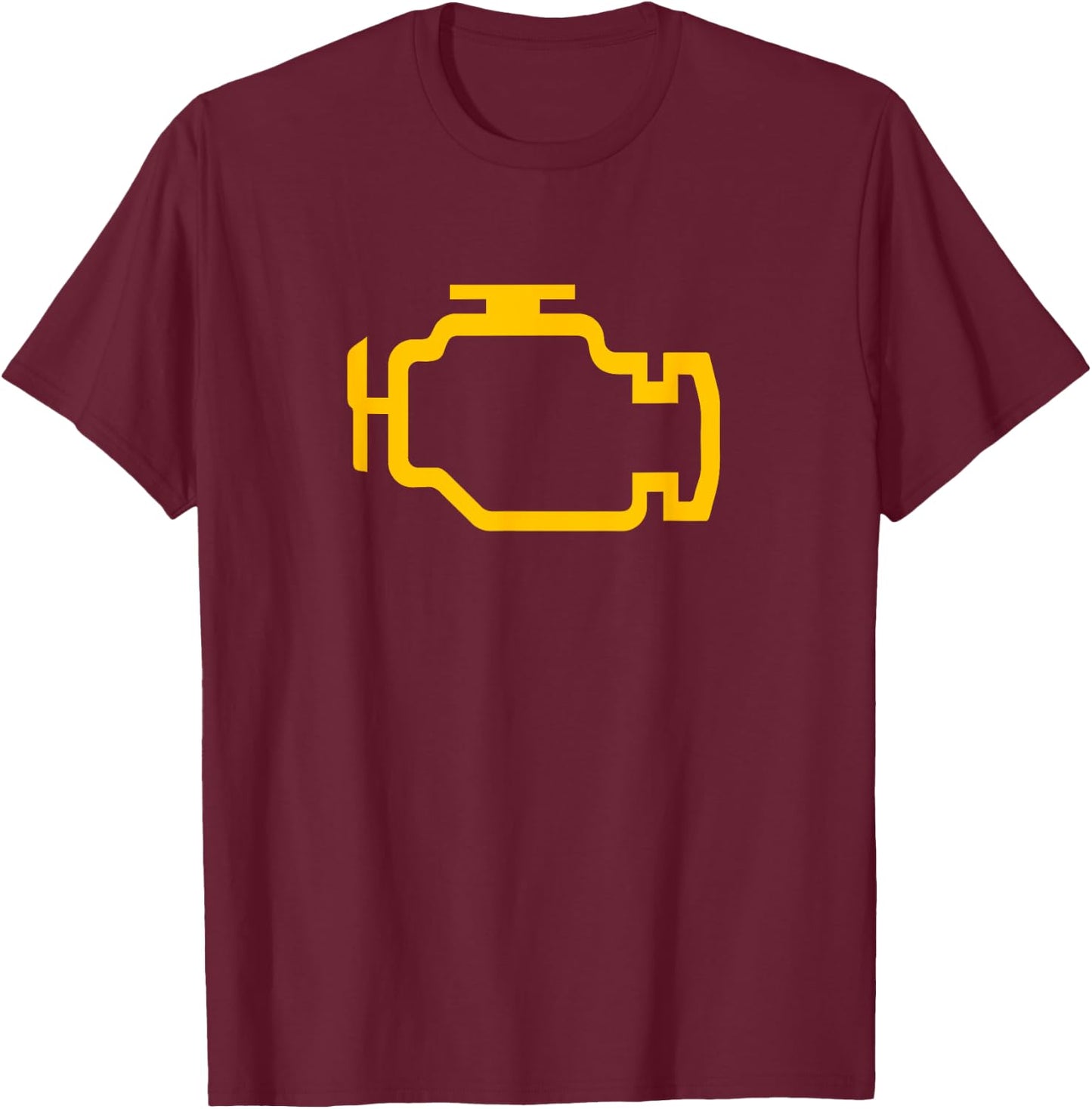 Yellow Check Engine Light T-Shirt - T-Shirt | Maroon