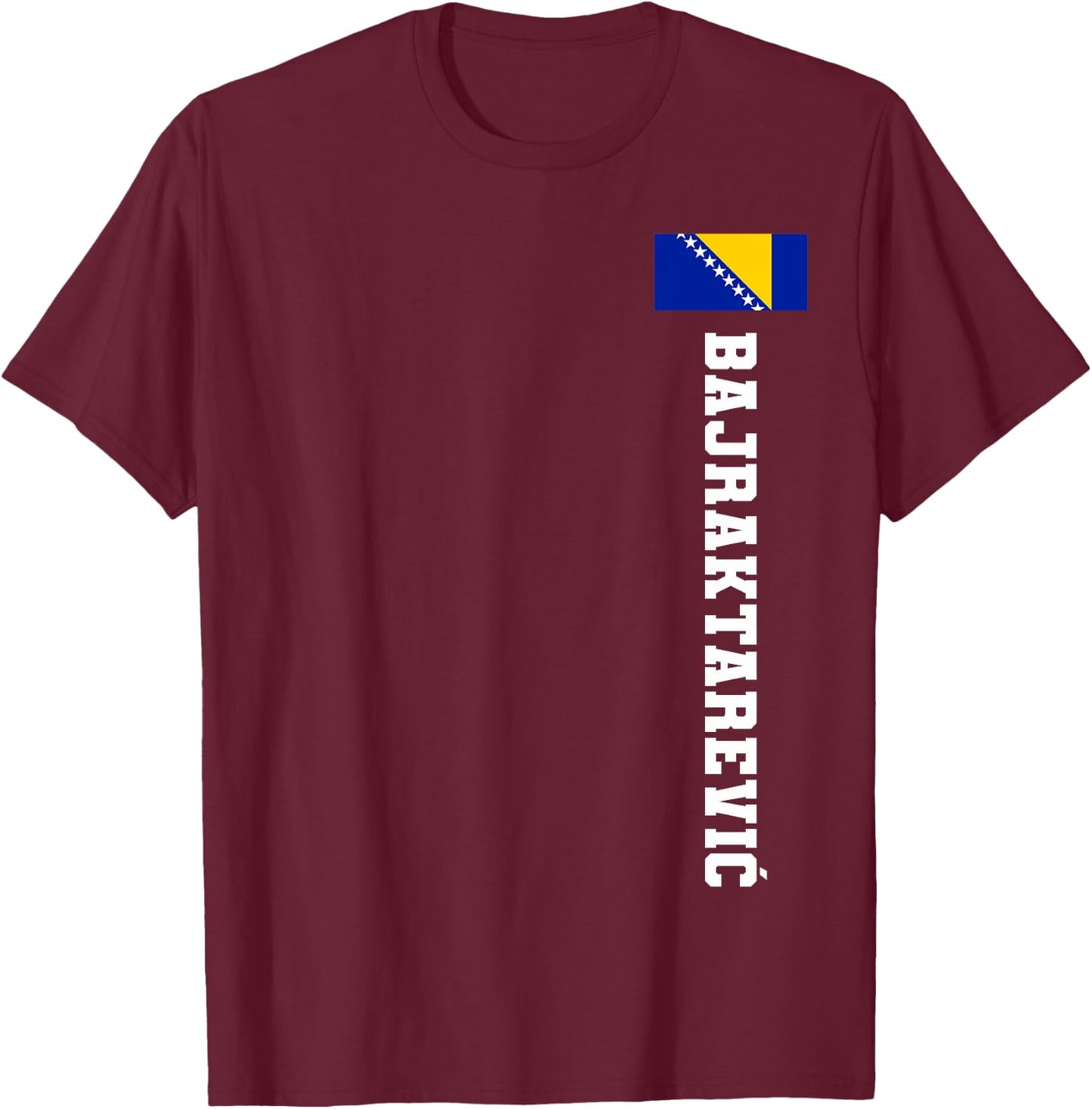Bajraktarevic Bosnia Flag Last Name Coat Of Arm Emblem Crest T-Shirt - T-Shirt | Maroon