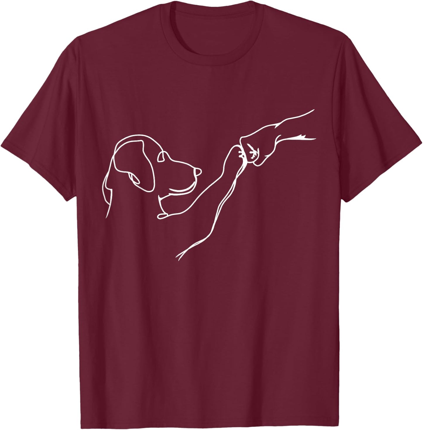 Dog And People Punch Hand Dog Man Friendship Bump Dogs Paw T-Shirt - T-Shirt | Maroon