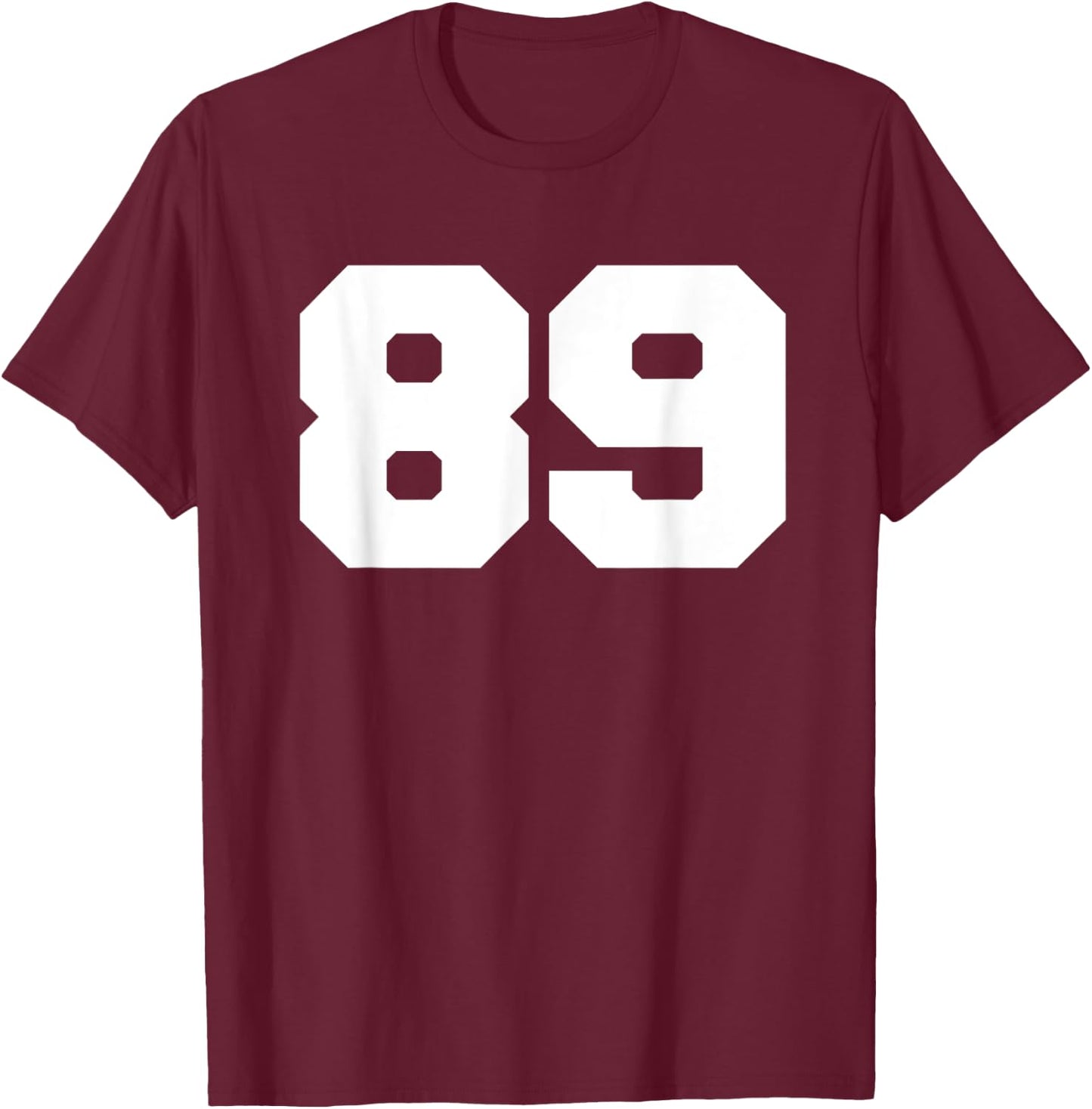 Number 89 Sports Jersey Player #89 Fan FRONT PRINT Varsity T-Shirt - T-Shirt | Maroon
