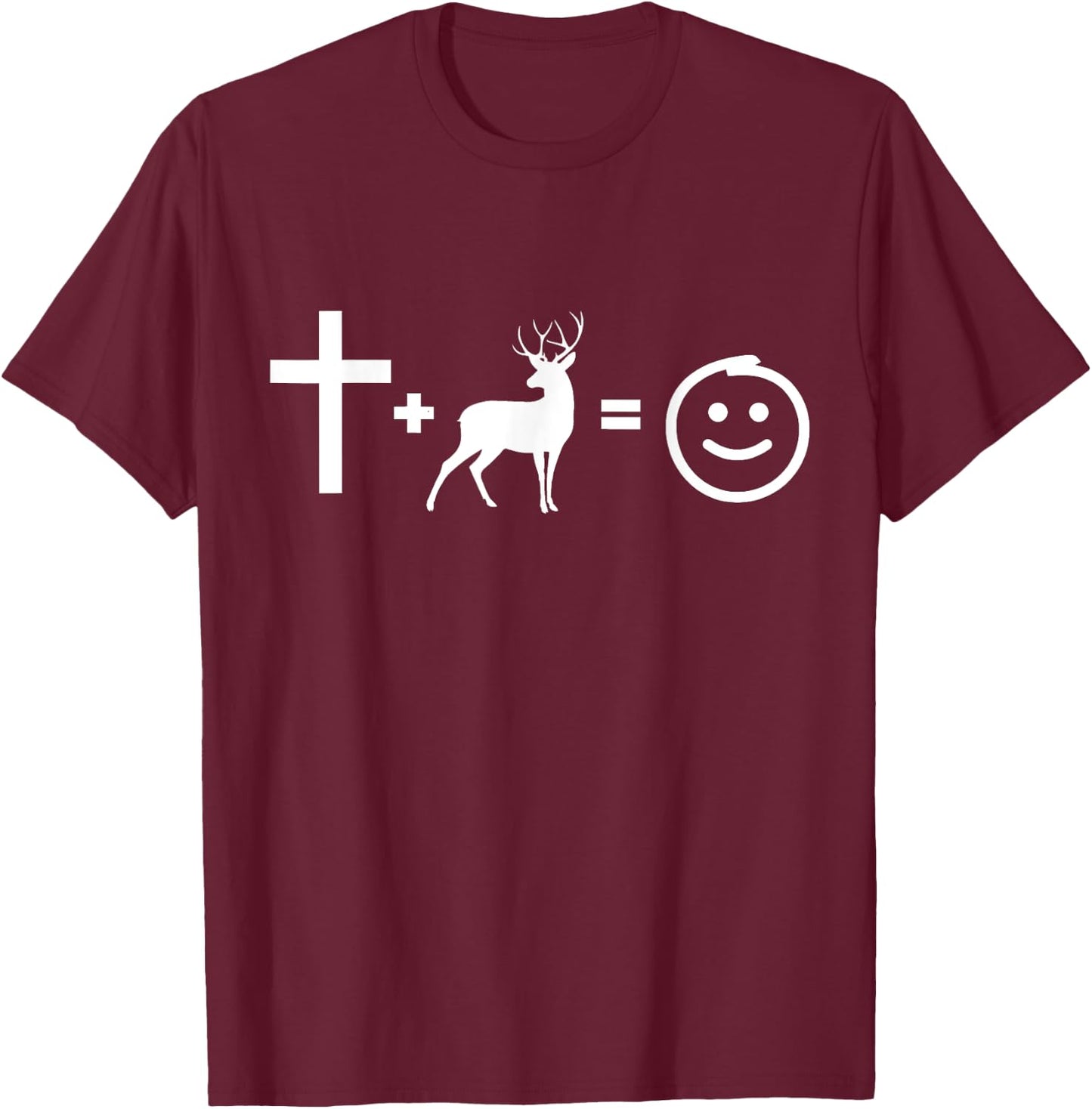 Jesus and deer hunting makes me happy, Gift christians T-Shirt - T-Shirt | Maroon