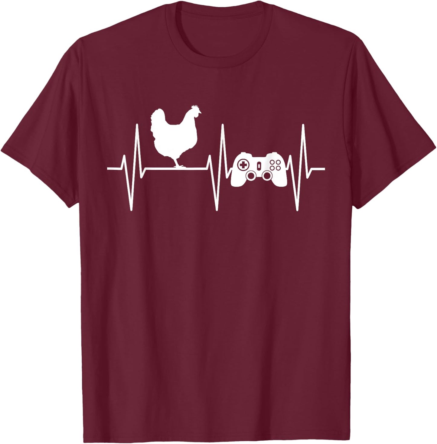 Chicken Shirt Funny Video Gamer Chicken Farmer Chicken Lover T-Shirt - T-Shirt | Maroon