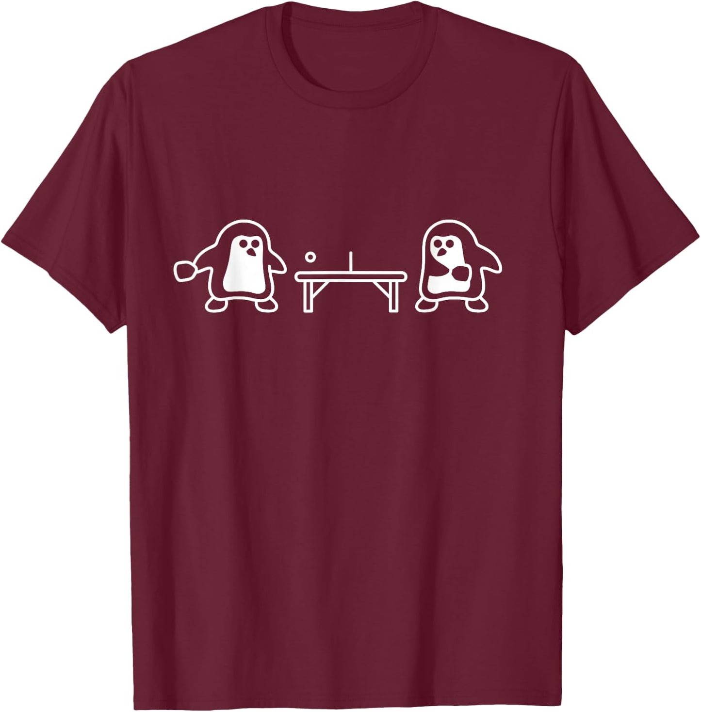 Table Tennis Penguin Lover Ping Pong Player Coach T-Shirt - T-Shirt | Maroon
