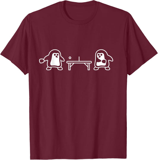 Table Tennis Penguin Lover Ping Pong Player Coach T-Shirt - T-Shirt | Maroon
